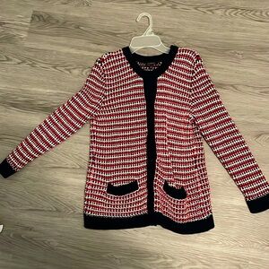 Talbots red,white,and blue cardigan cotton